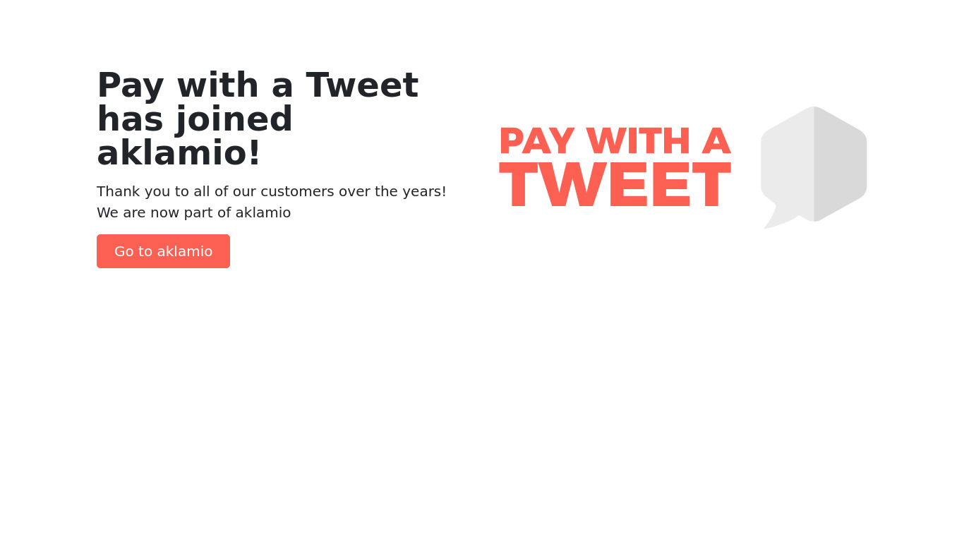 Pay With A Tweet Landing page