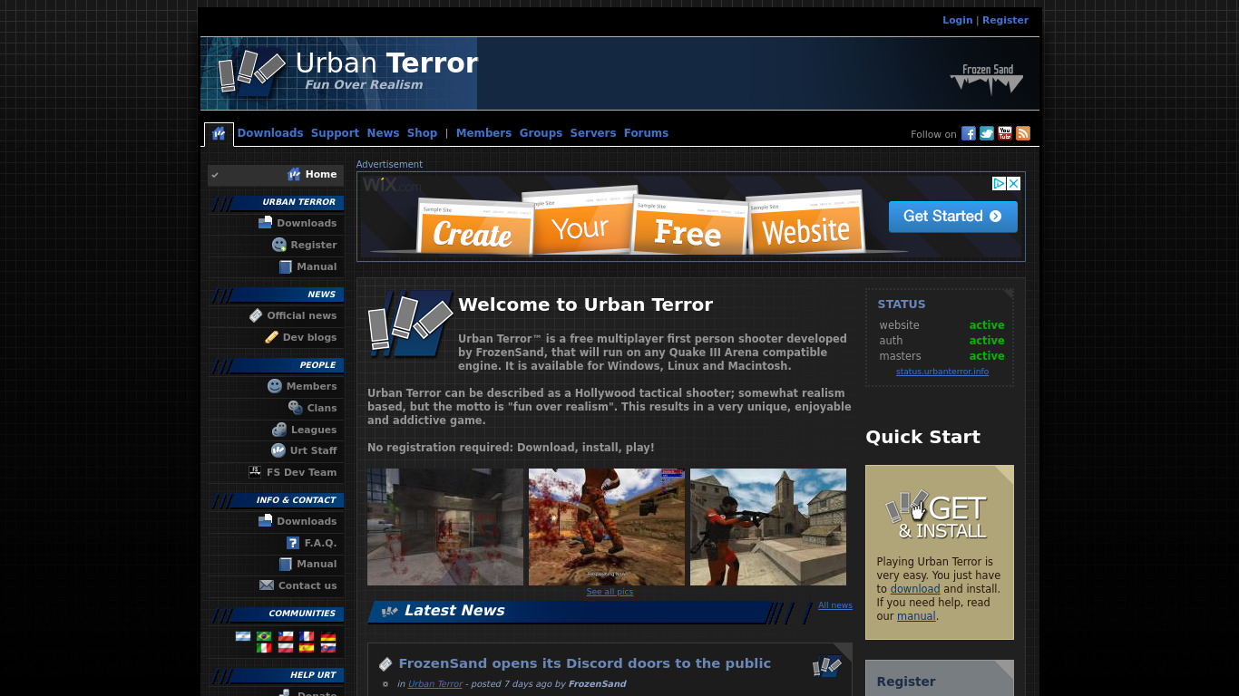 Urban Terror Landing page