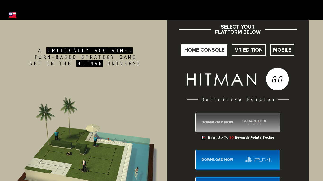 Hitman GO Game Landing page