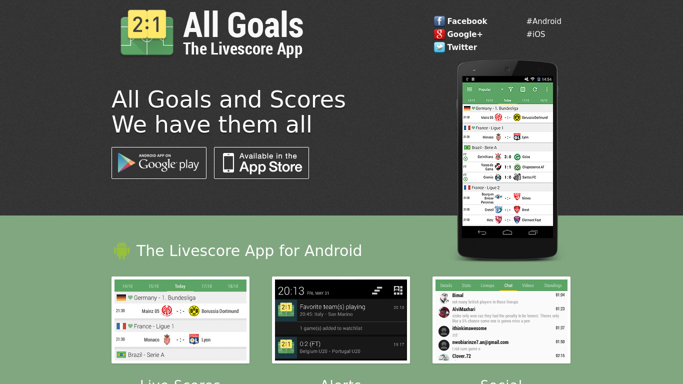 All Goals Landing page