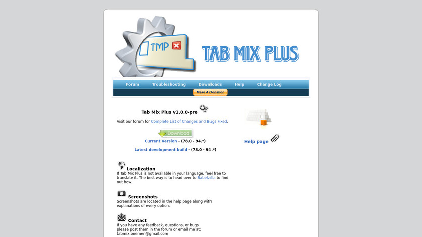 tabmixplus.org Tab Mix Plus Landing Page