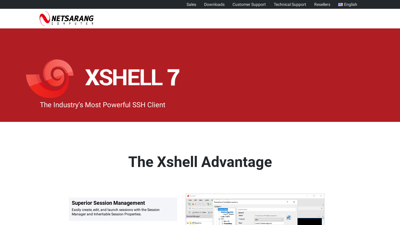 Xshell Landing page