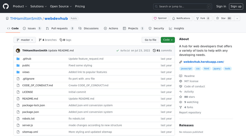 WebDevHub Landing Page
