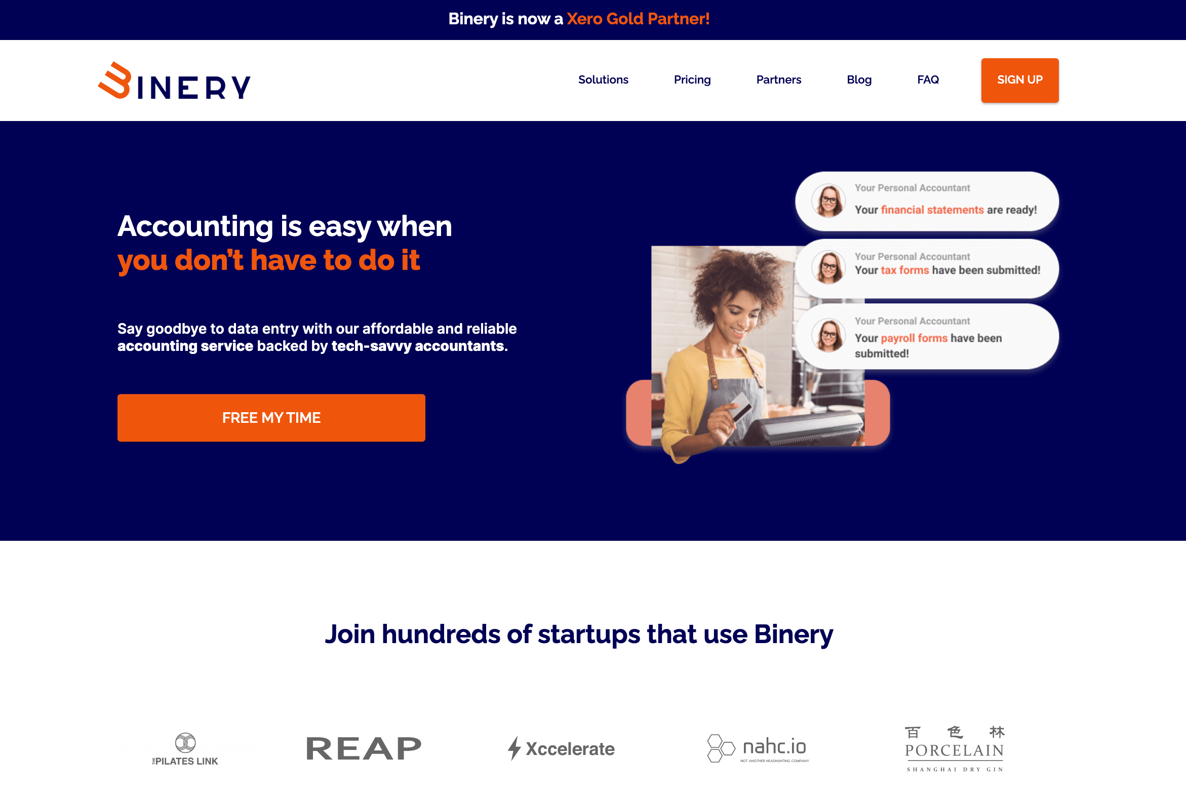 Binery.co Landing page