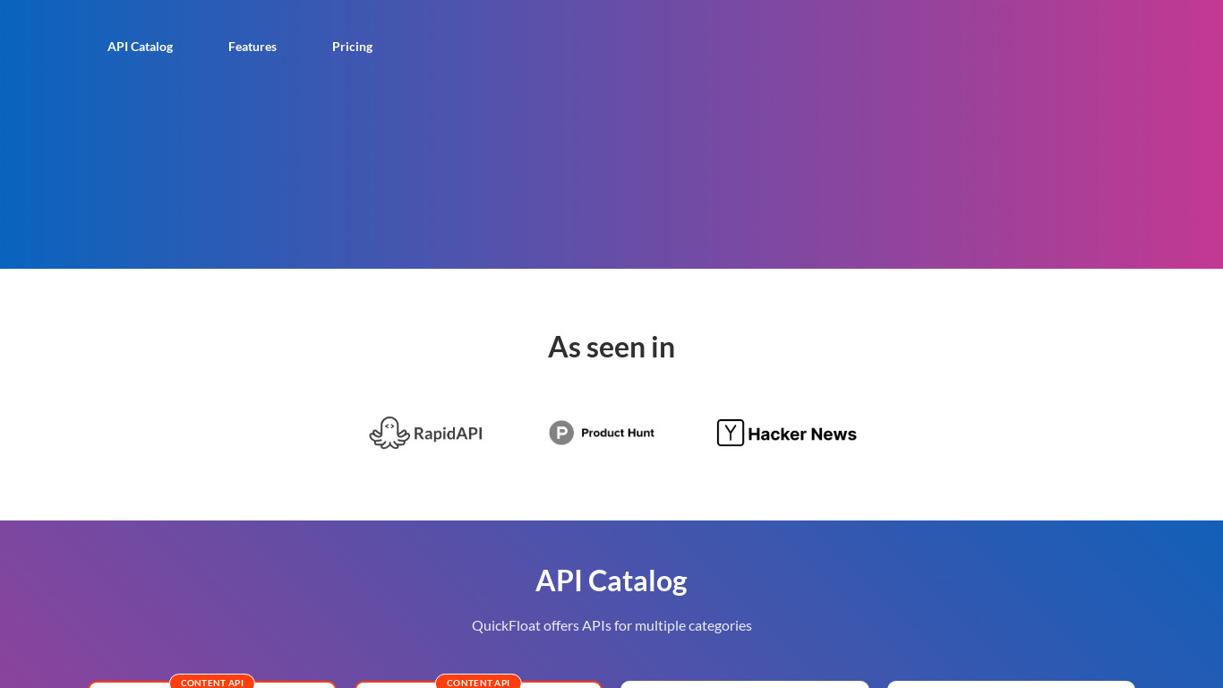 QuickFloat Landing page
