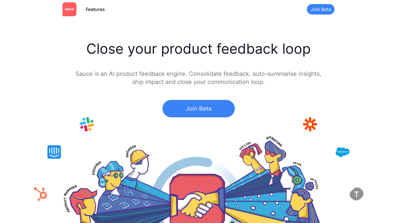 Sauce for Product Managers Landing page