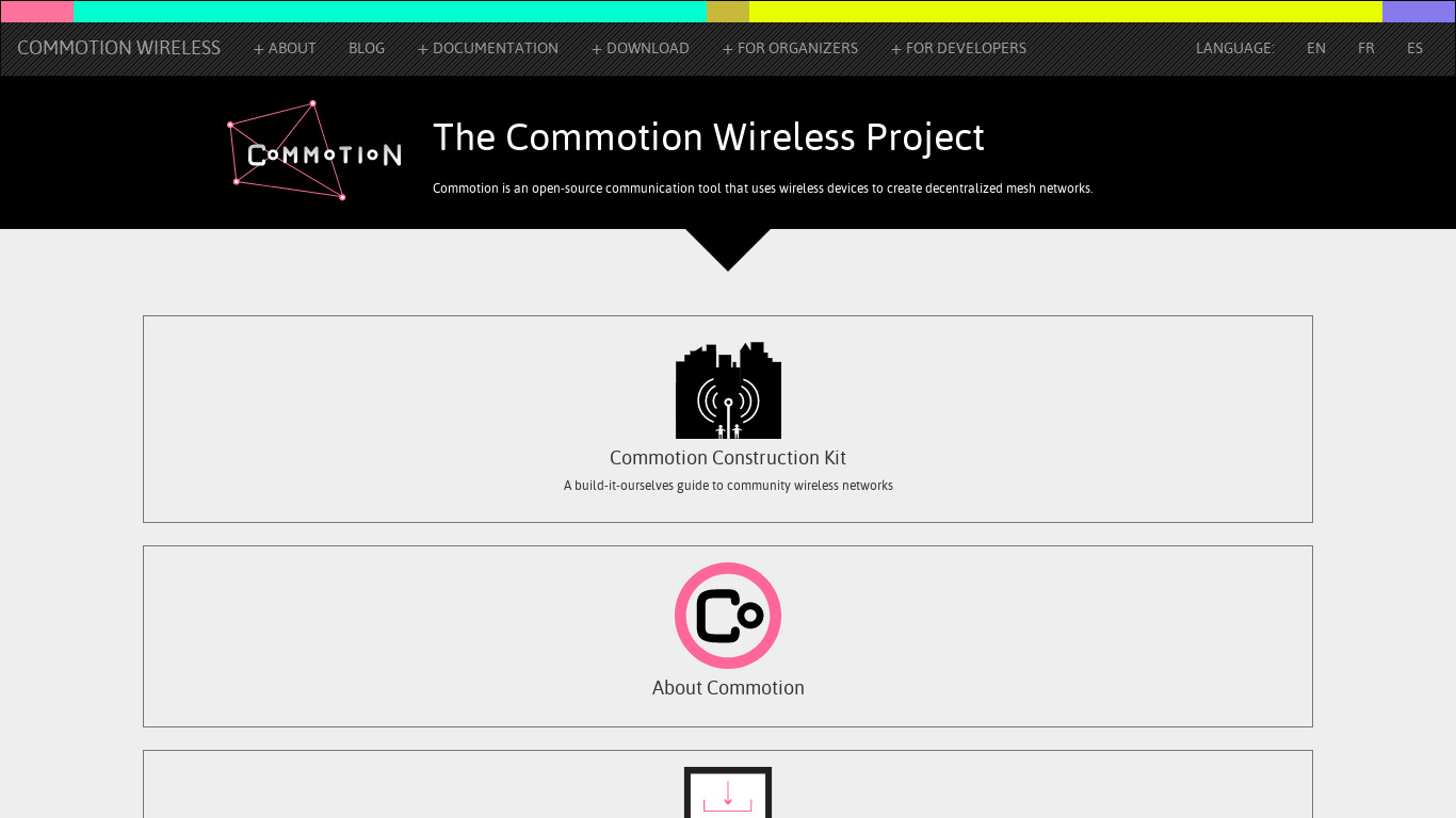 Commotion Wireless Landing page