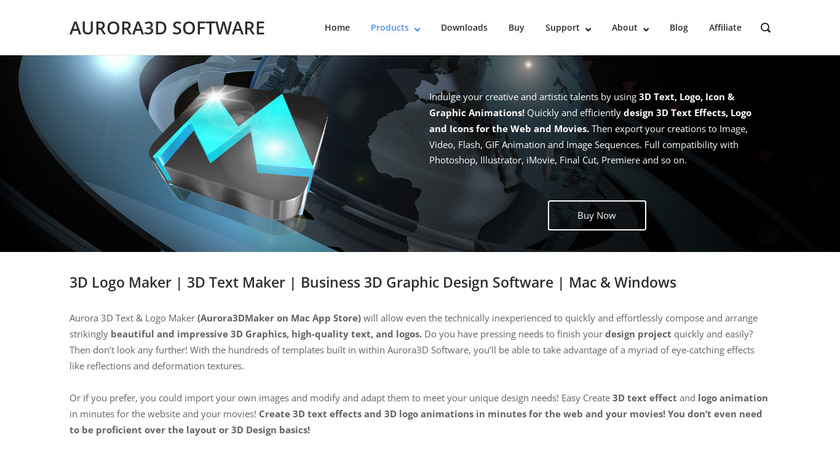 Aurora 3D Text Logo Maker Landing Page