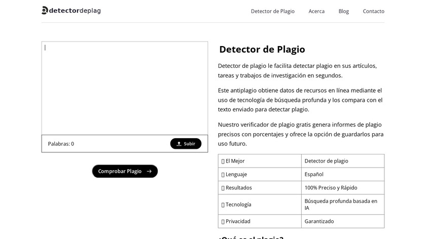 DetectorDePlagio.org Landing Page
