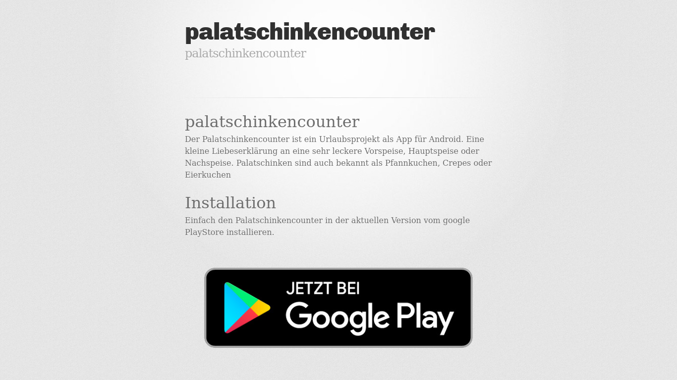 Palatschinkencounter Landing page