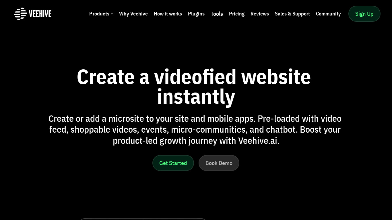 Veehive.ai Landing page