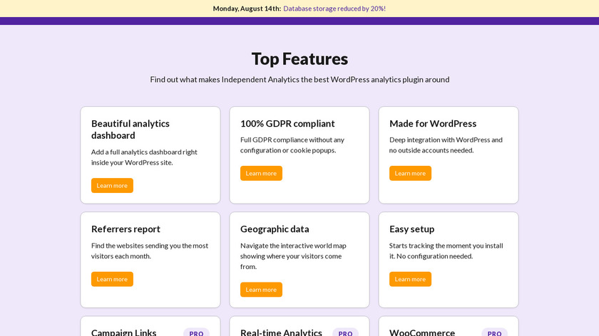 Independent Analytics Landing Page