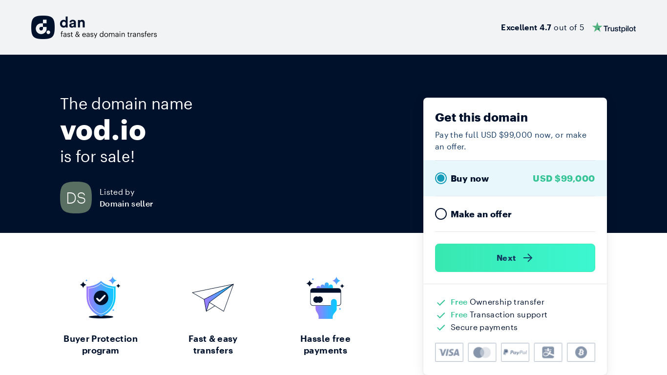 Vodio Landing page
