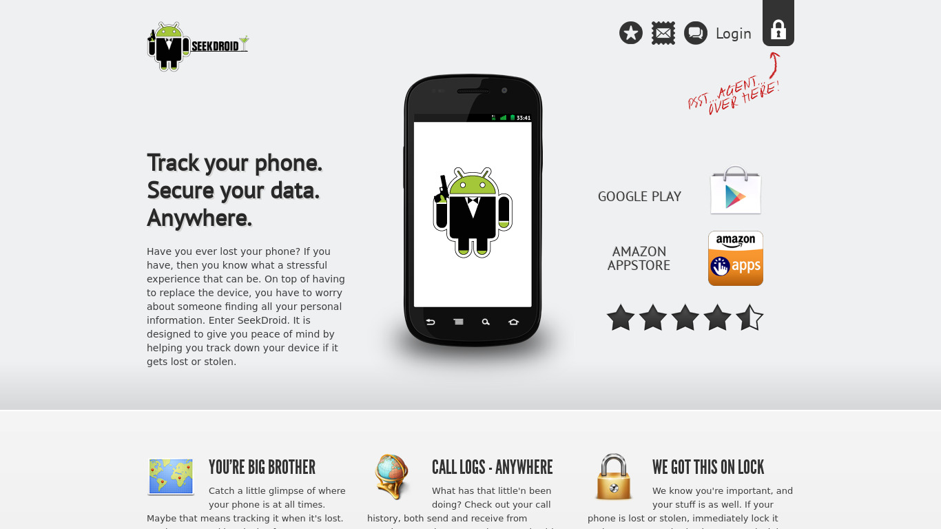 SeekDroid Landing page
