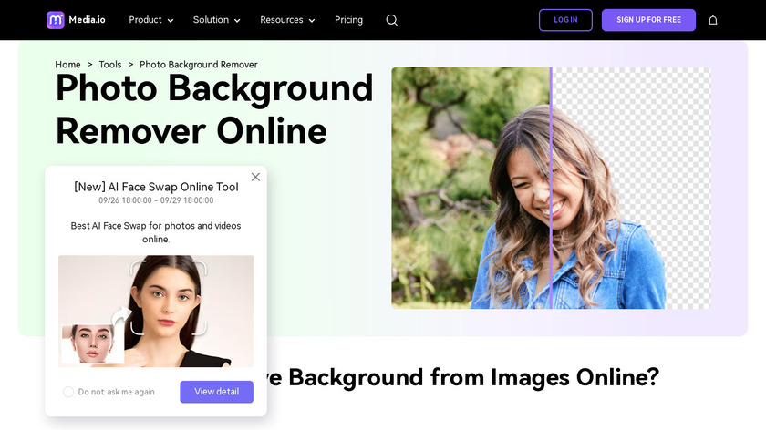 Media.io Background Remover Landing Page