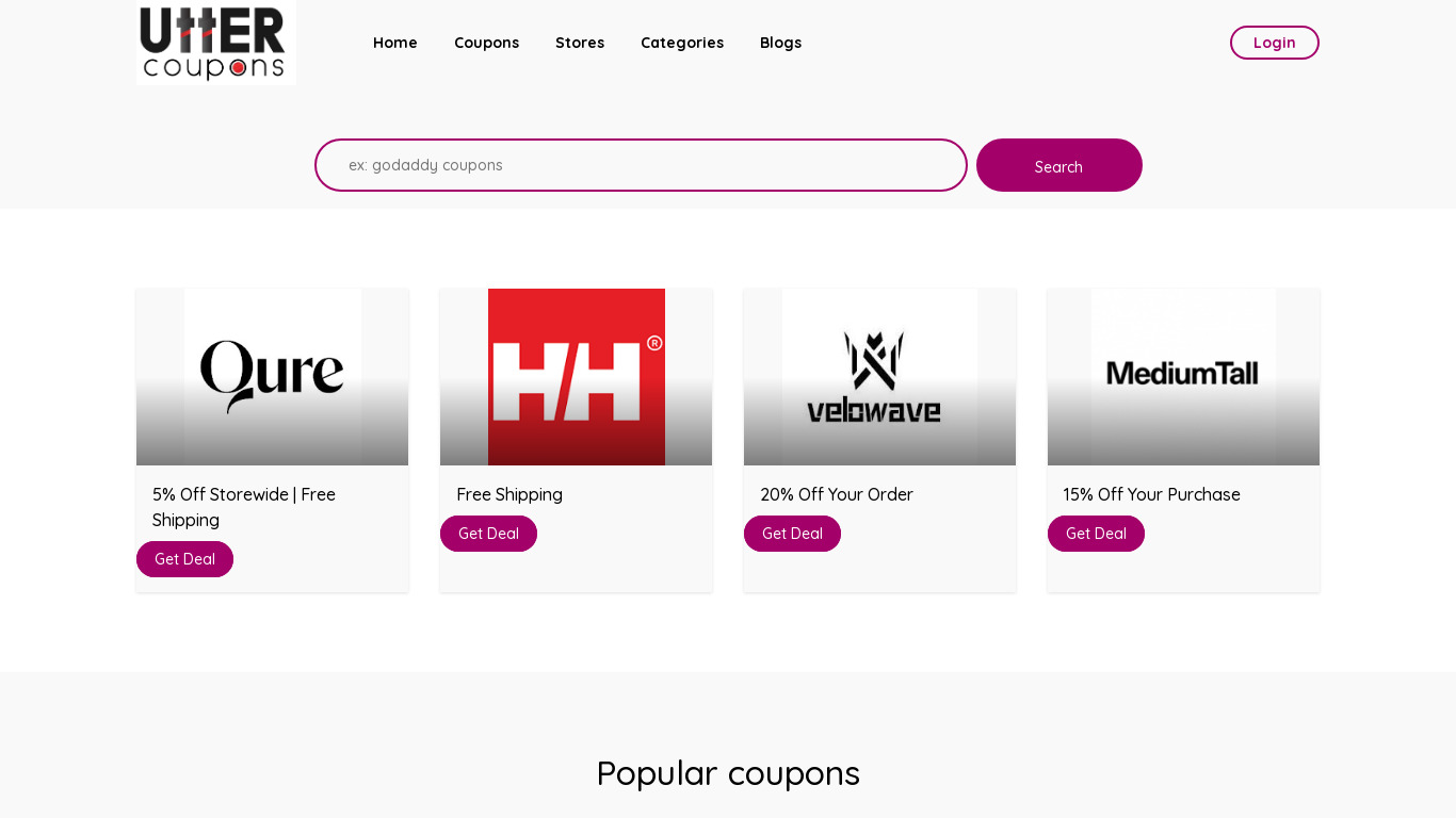 Utter Coupons Landing page