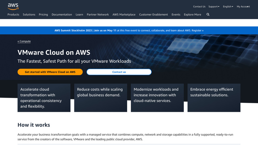 VMware Cloud on AWS Landing Page