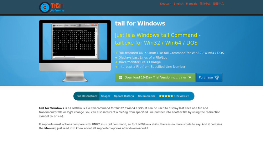 tail for Windows Landing Page