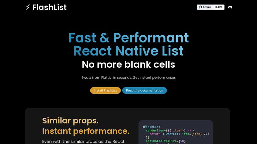FlashList for React Native Landing Page
