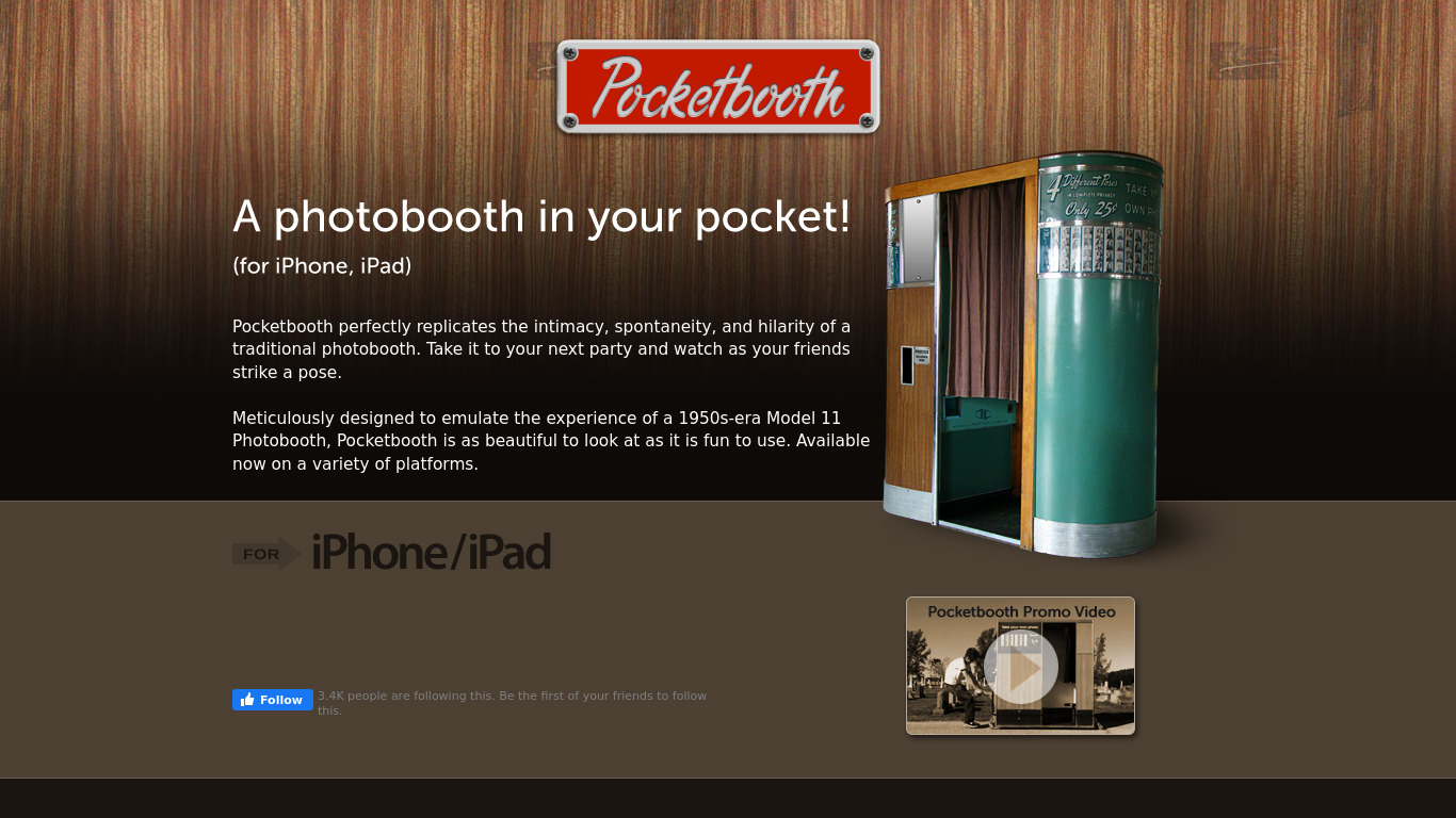 Pocketbooth Landing page