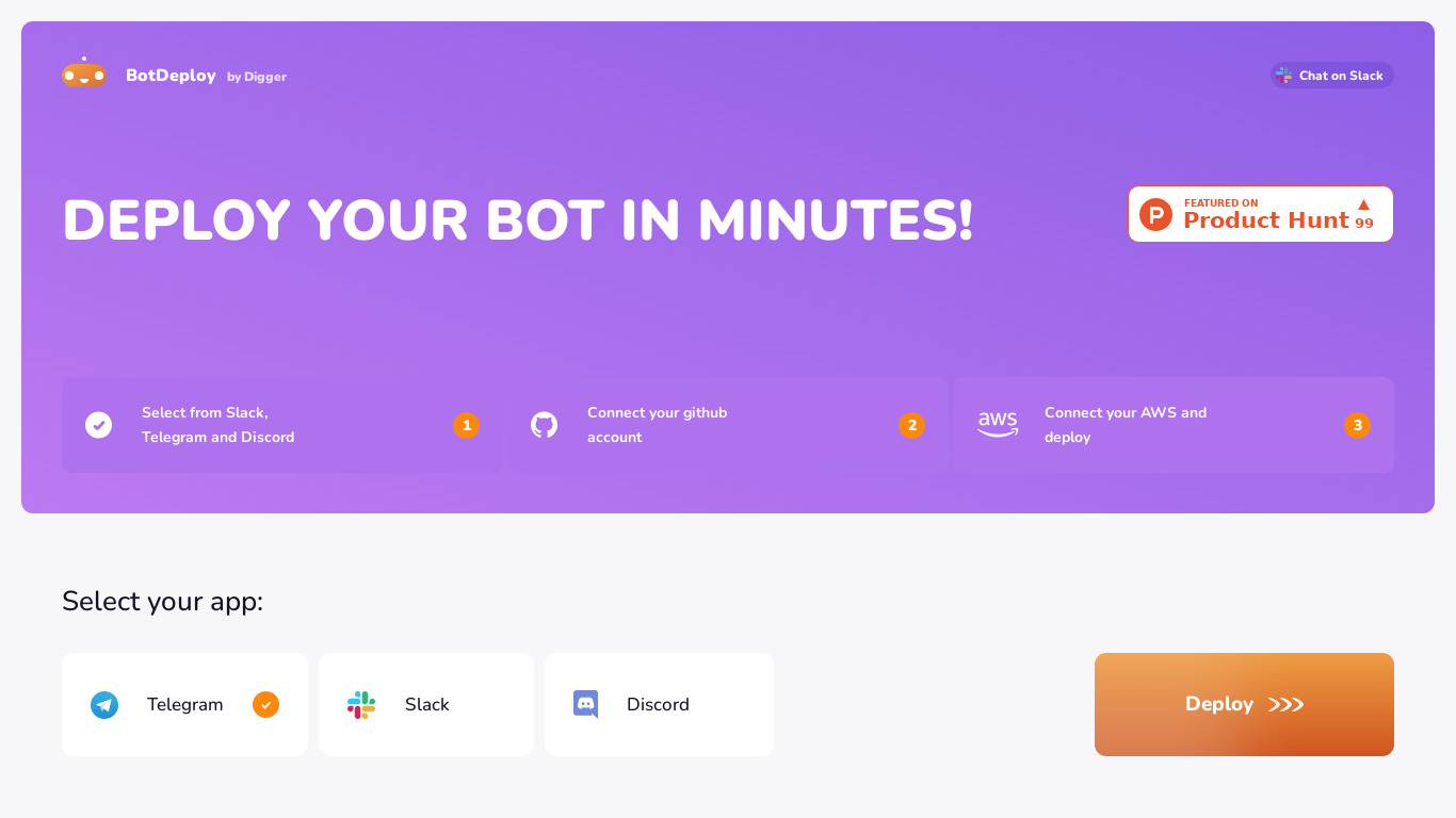 BotDeploy Landing page