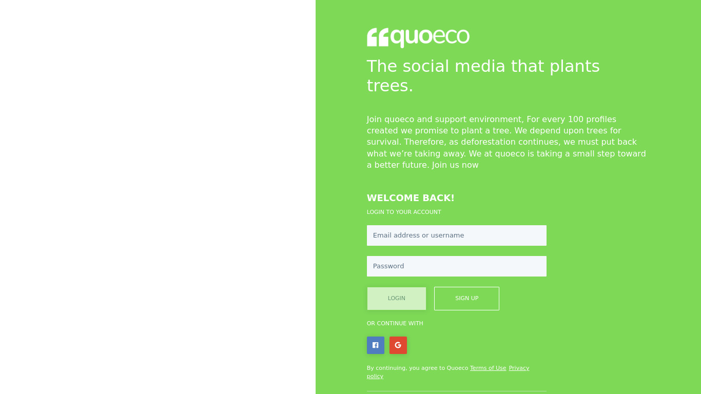 QuoEco Landing page