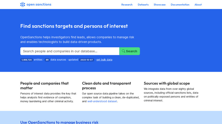 OpenSanctions Landing Page