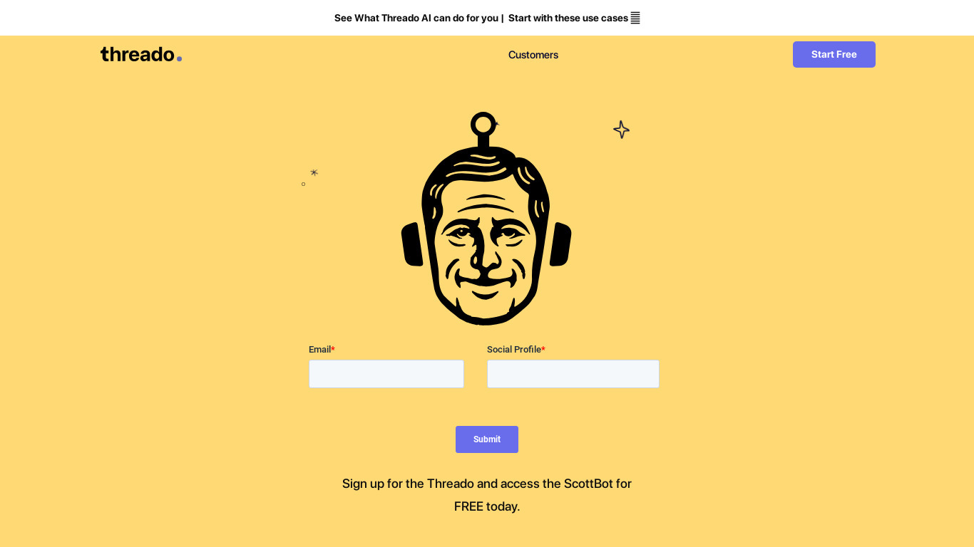 Scott Bot by Threado Landing page
