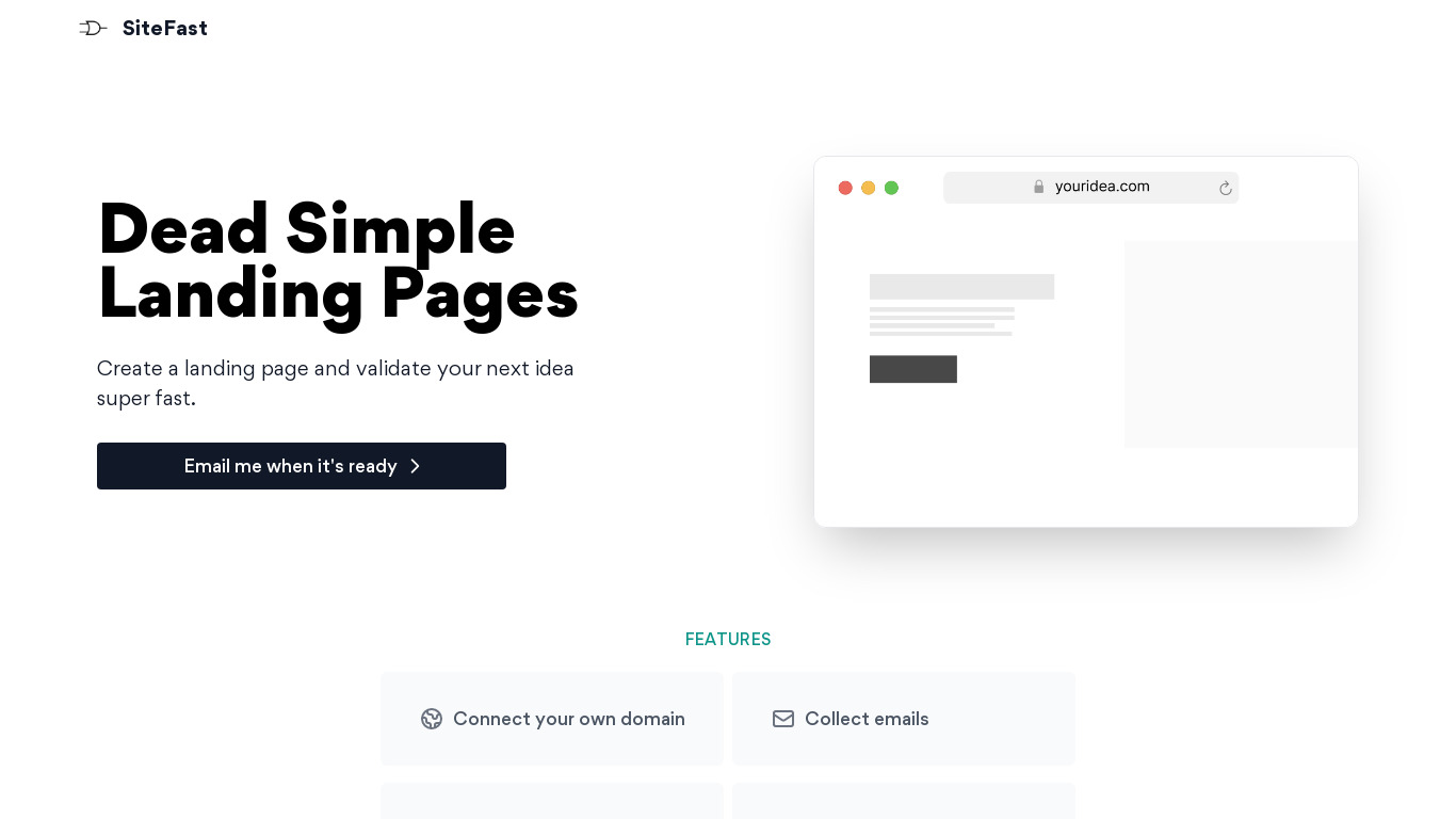 SiteFast Landing page