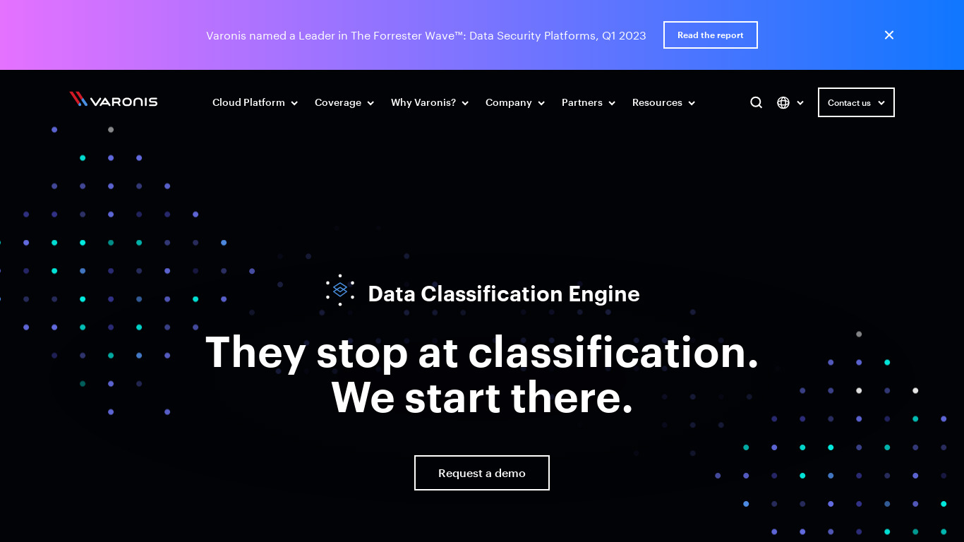 Varonis Data Classification Engine Landing page
