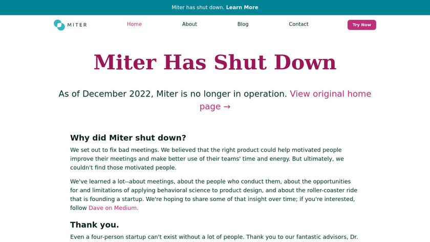 Miter Landing Page