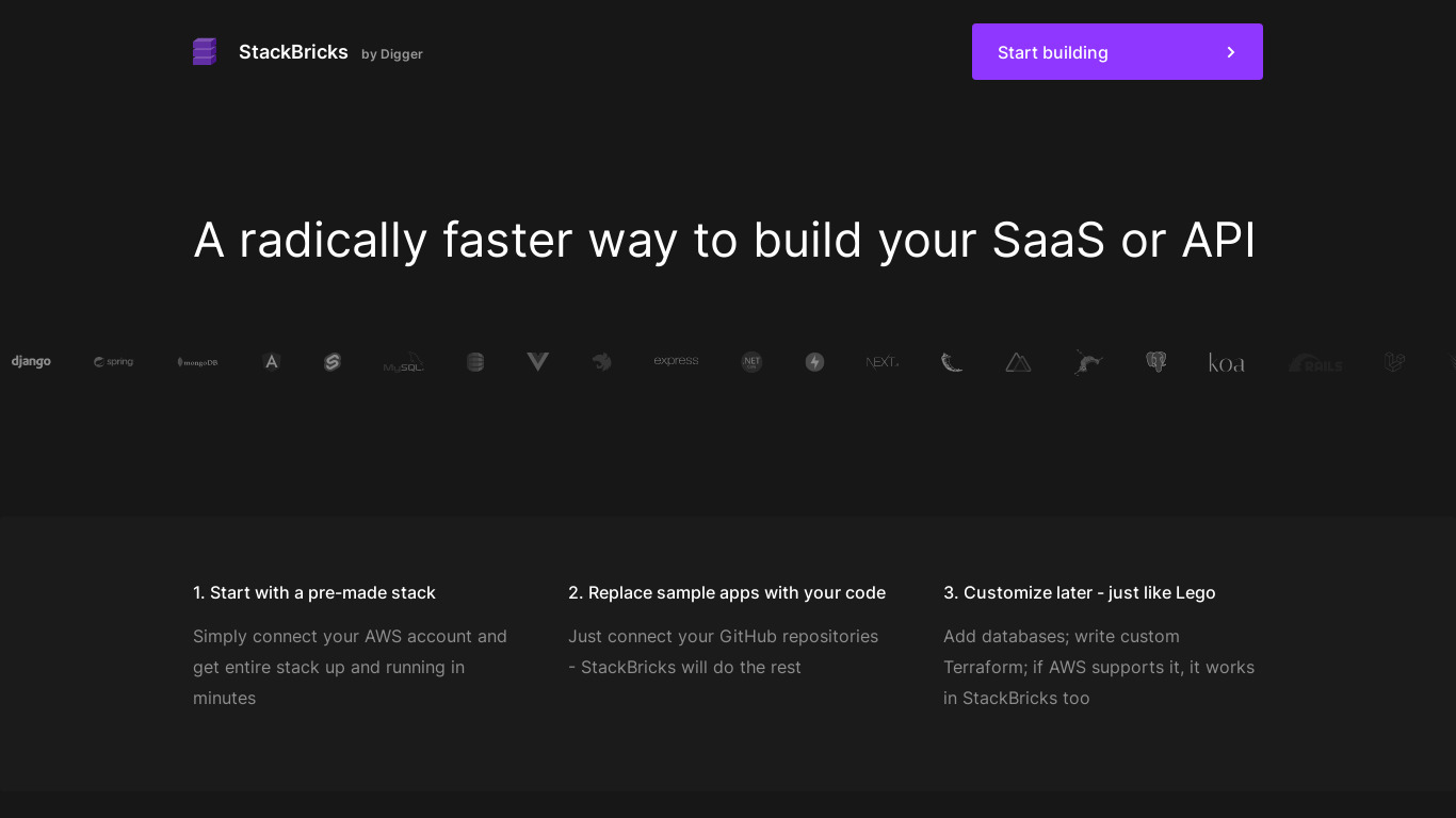 StackBricks Landing page