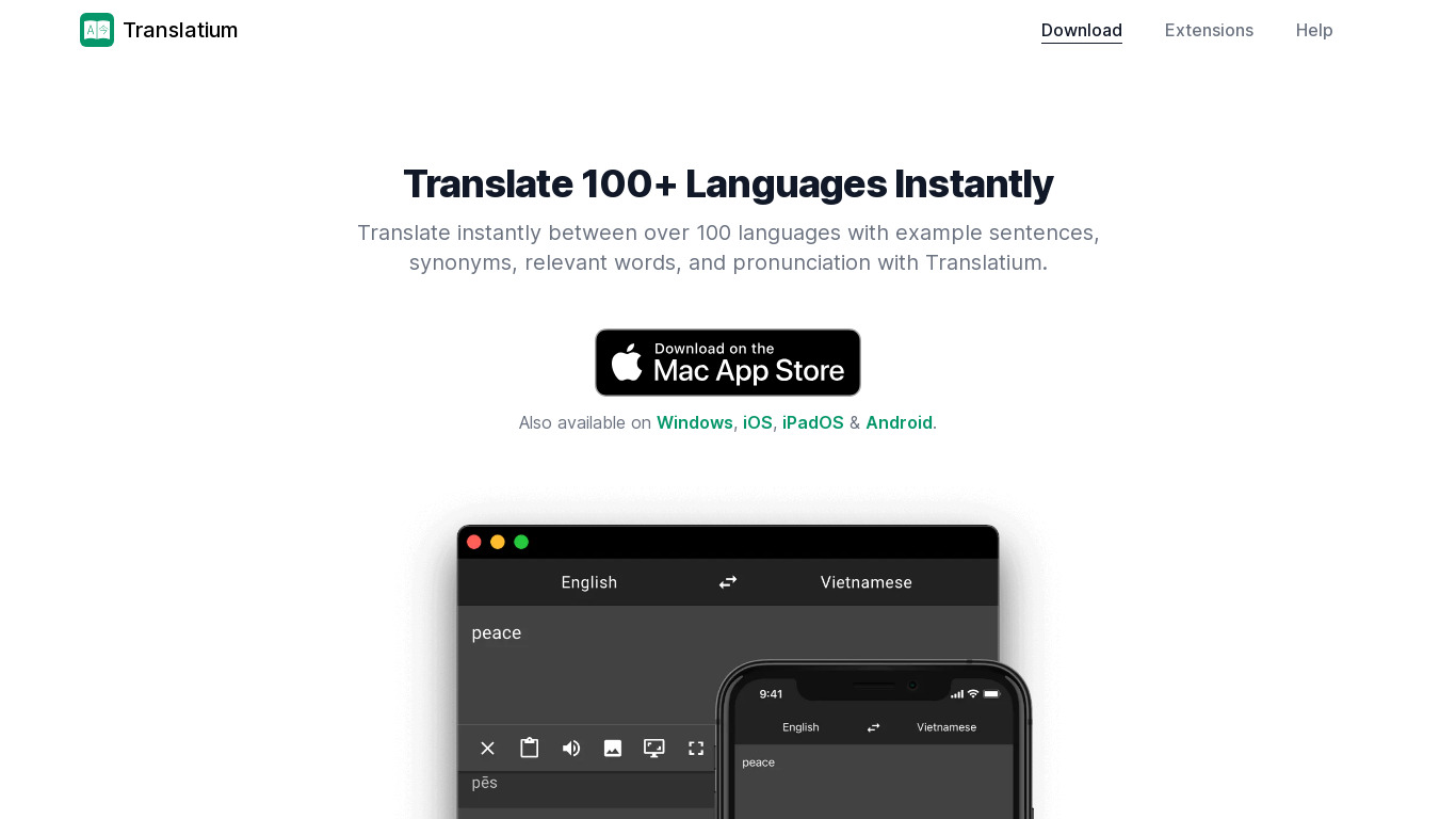 Modern Translator Landing page