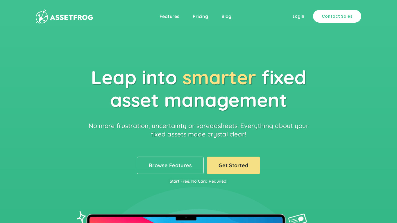 AssetFrog Asset Manager Landing page