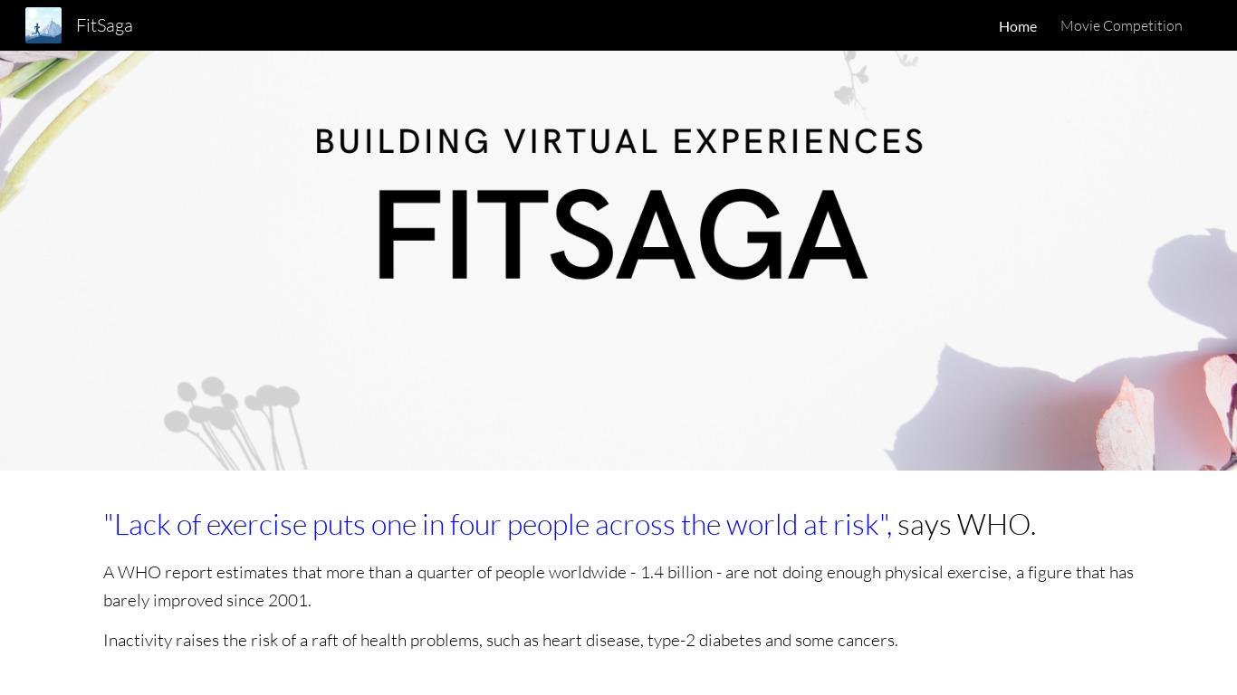 FitSaga Landing page