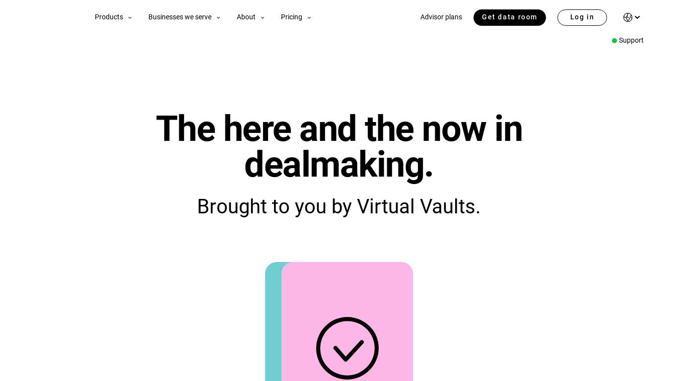 Virtual Vaults Landing page