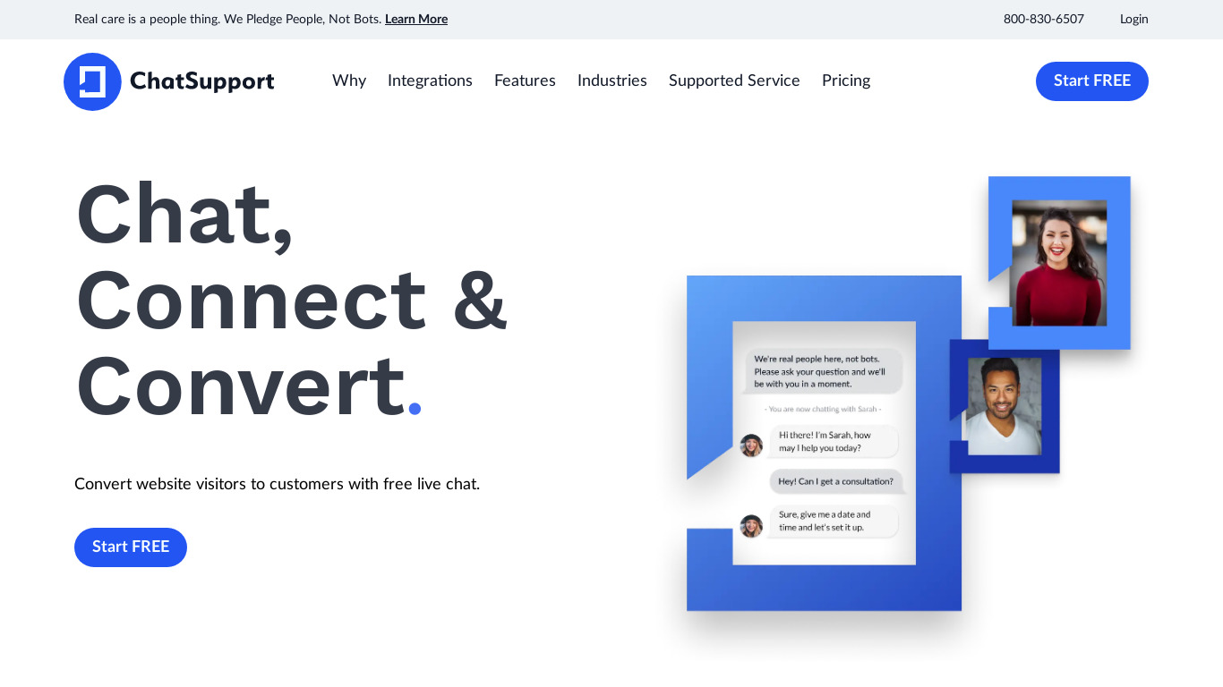 ChatSupport.co Landing page