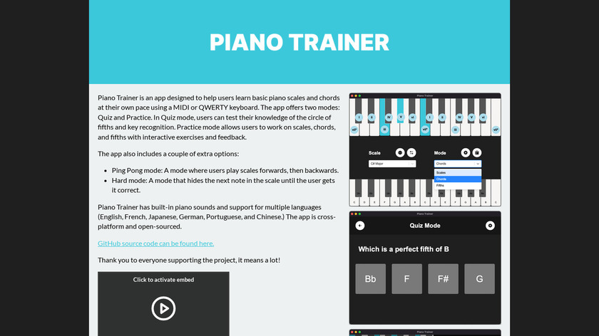 Piano Trainer Landing Page