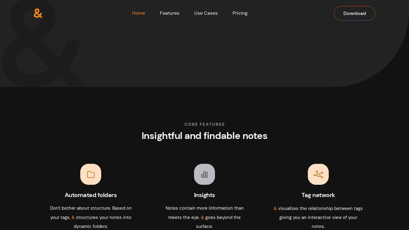 And Notes Landing page