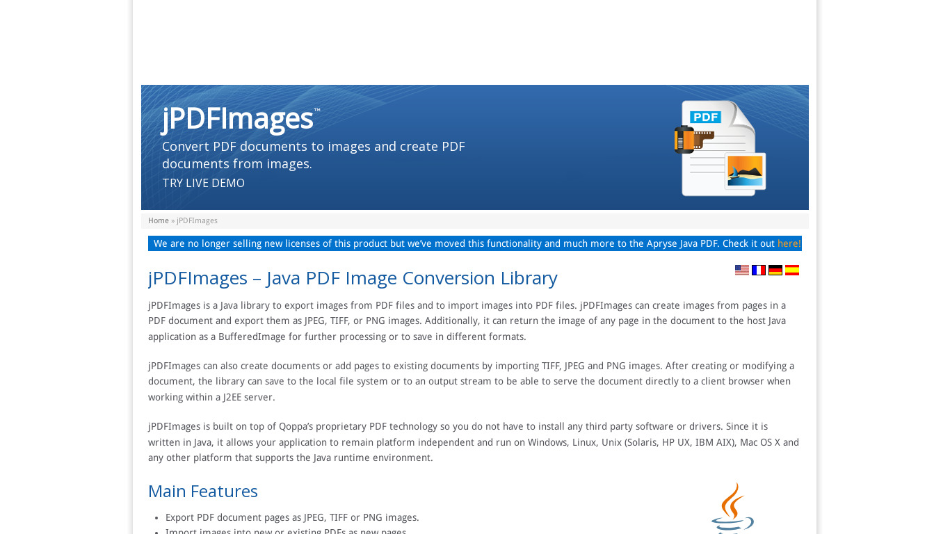 jPDFImages Landing page