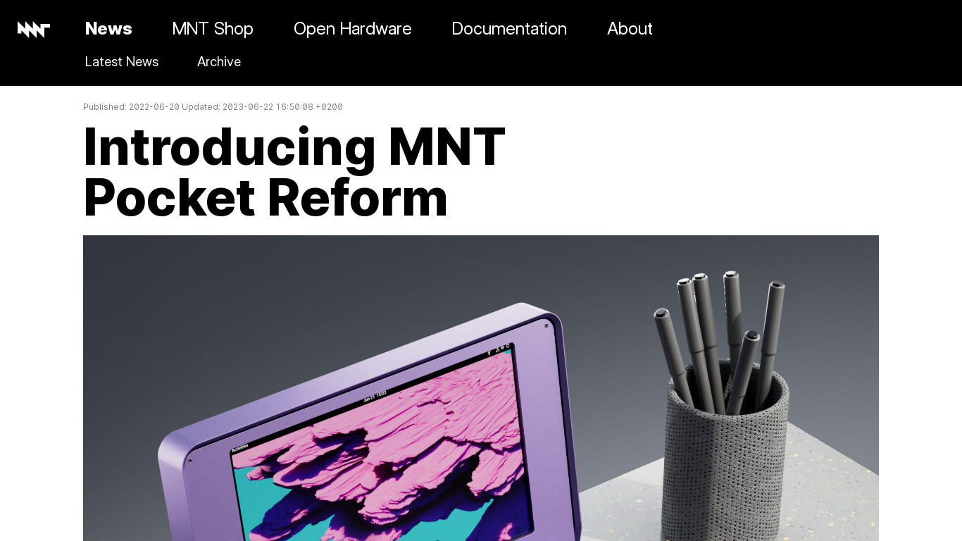 MNT Pocket Reform Landing page