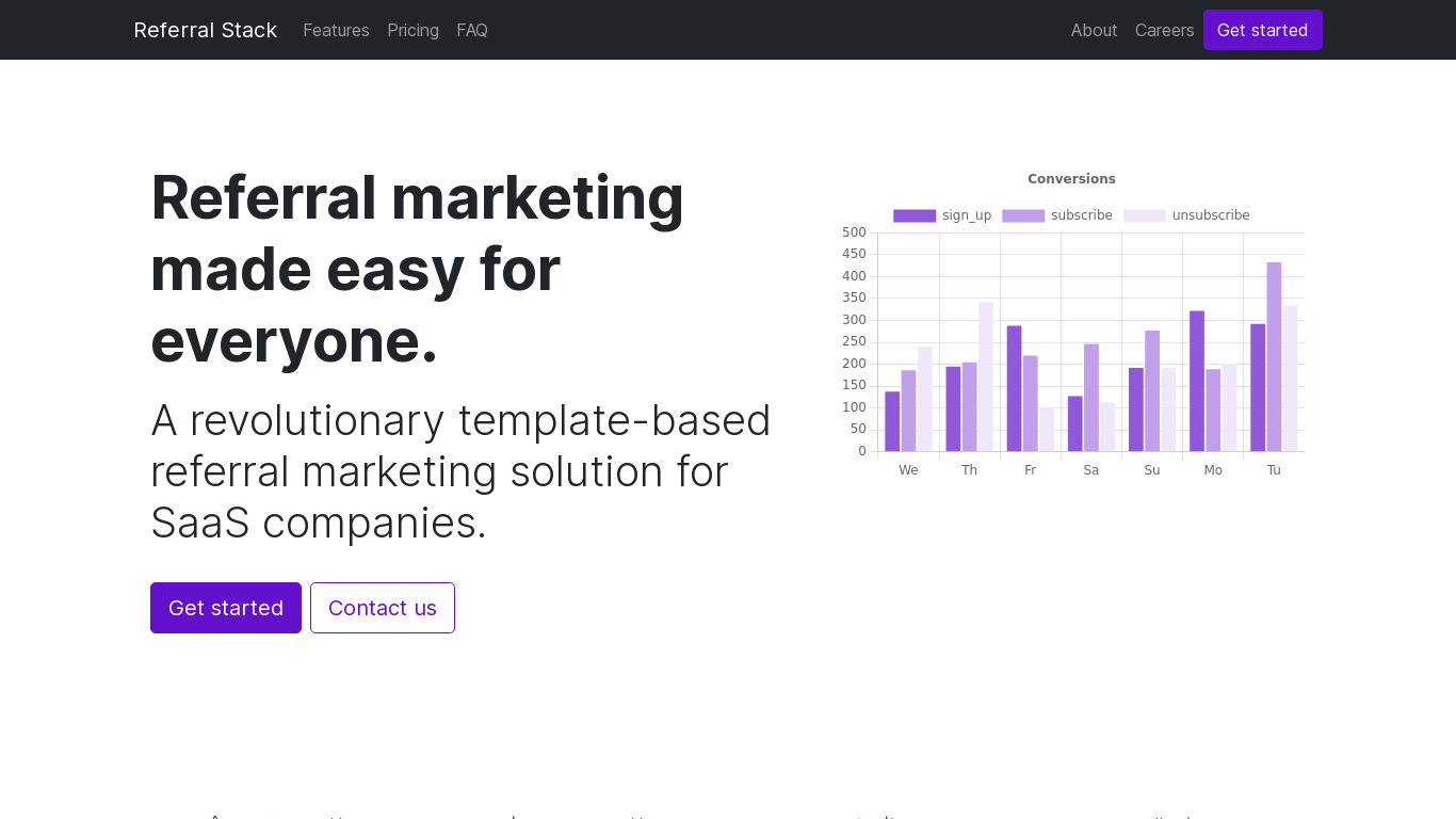 Referral Stack Landing page