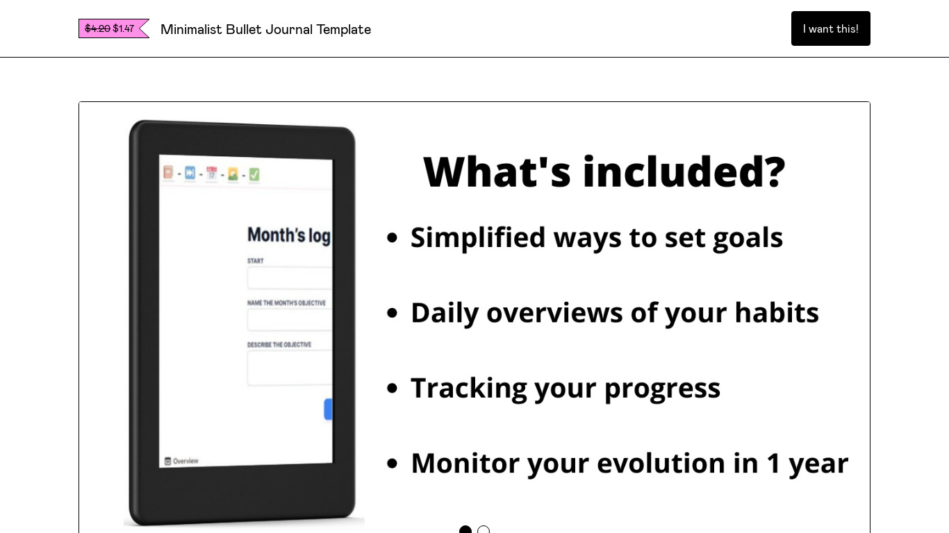 Bullet Journal Notion Template Landing page