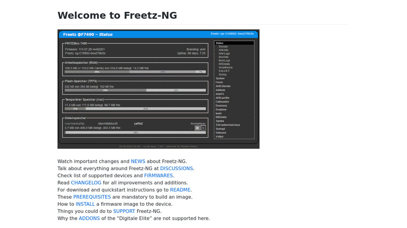 Freetz Landing Page