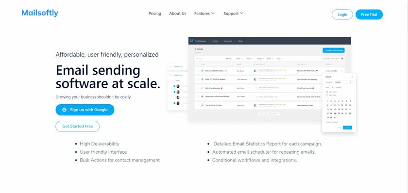 Mailsoftly Landing Page