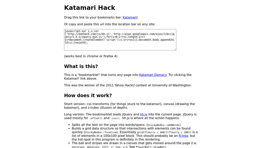 Katamari Hack Landing Page