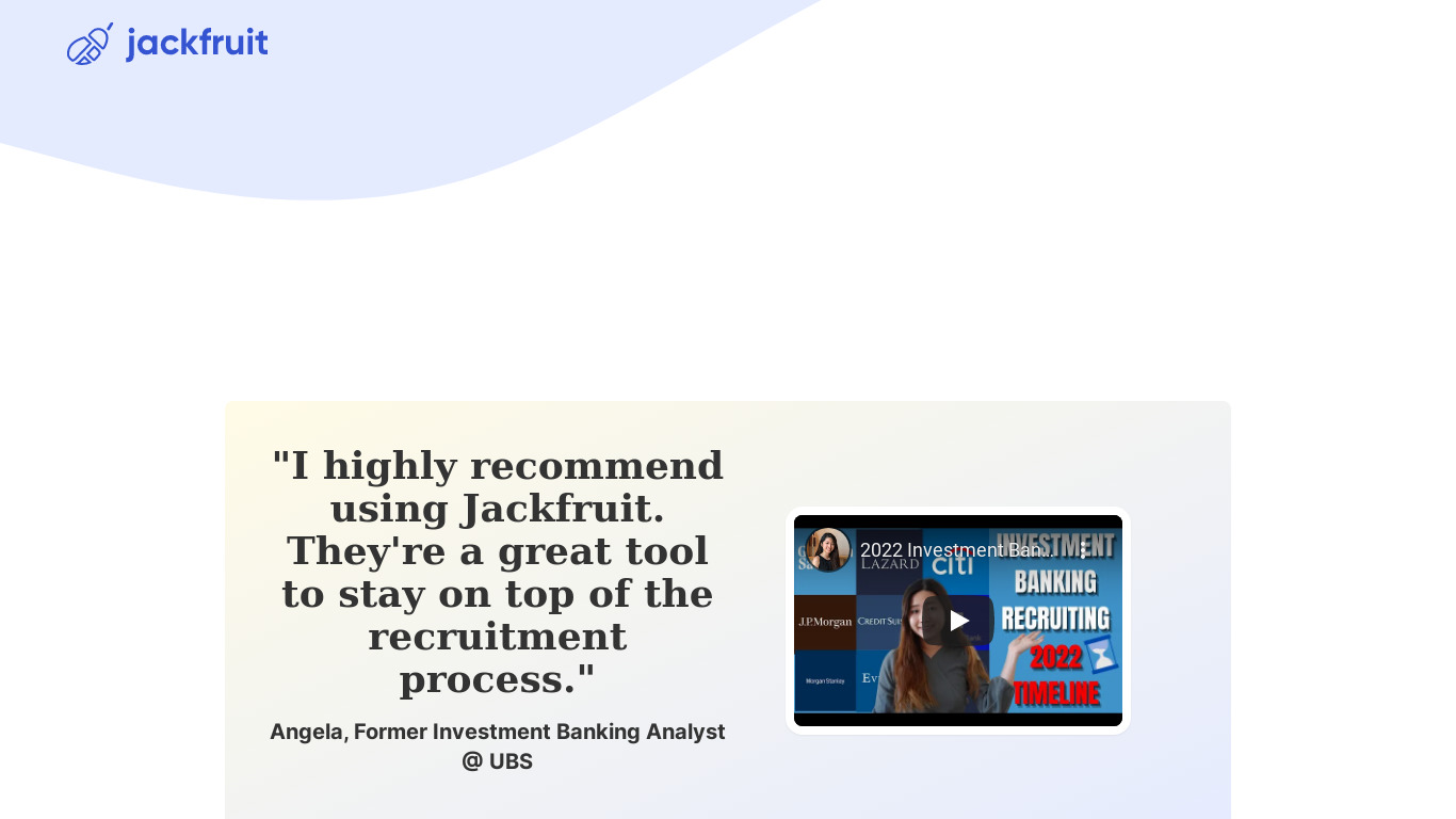 Jackfruit Job Tracker Landing page