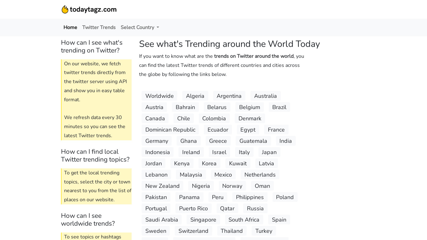 Today Tagz Landing page