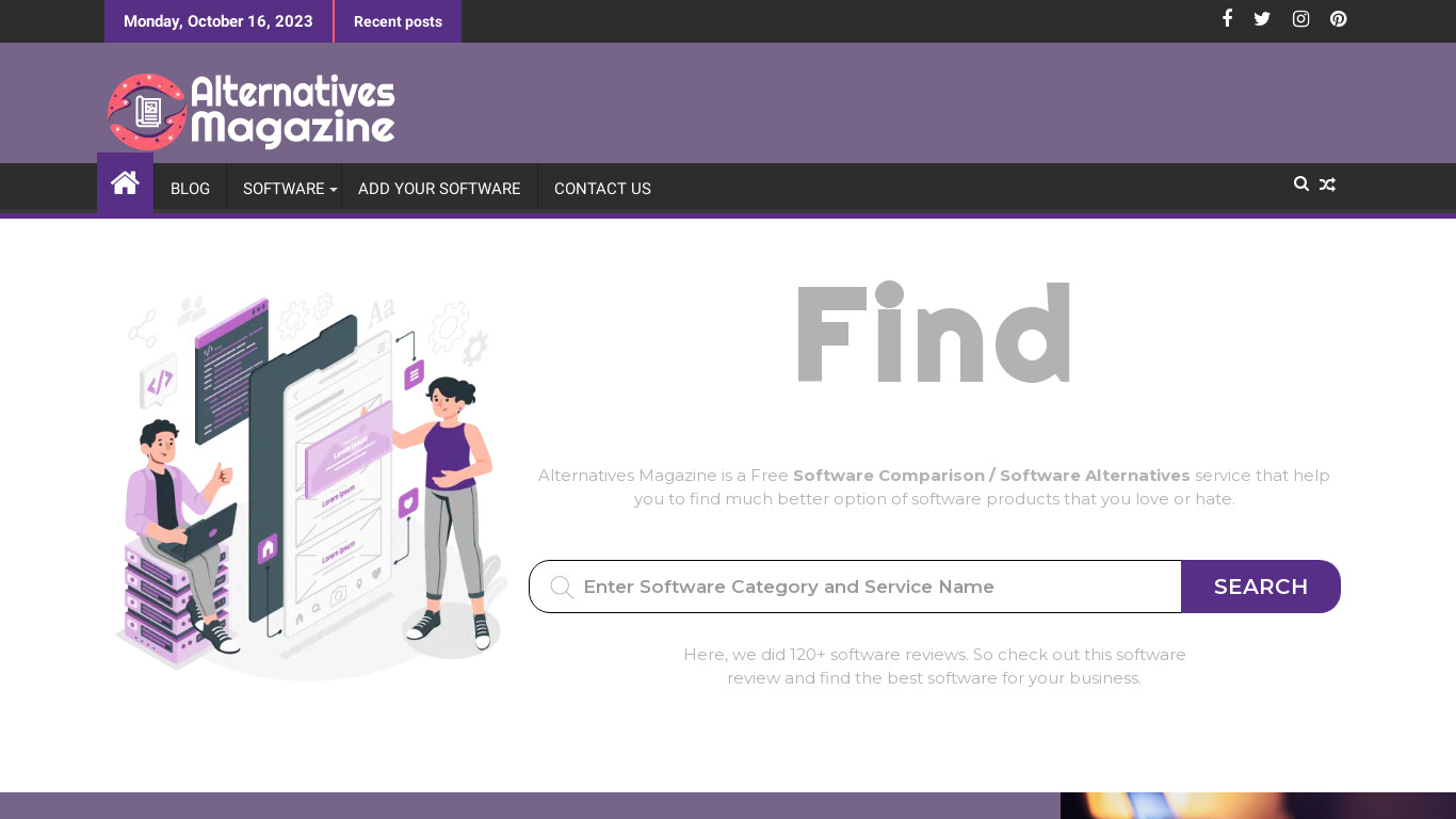 Alternatives Magazine Landing page