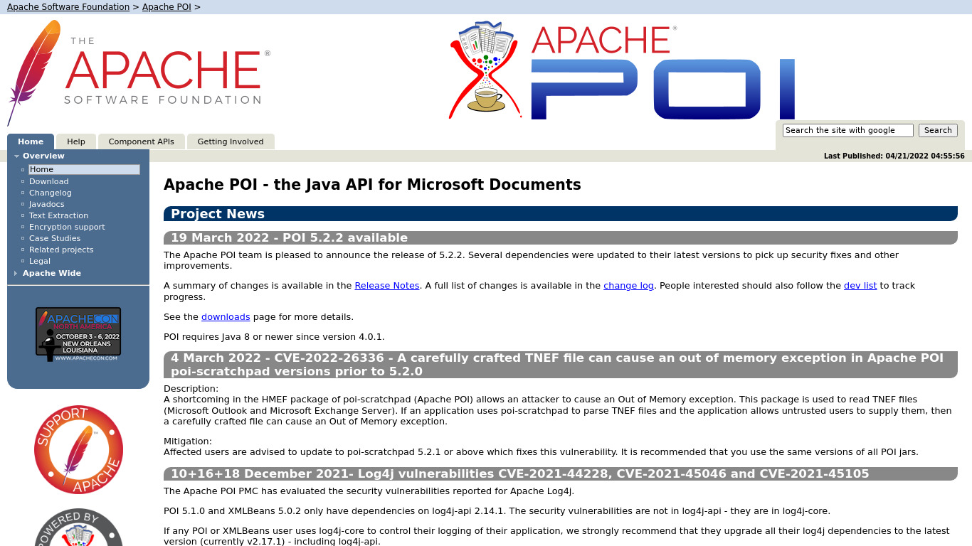 Apache POI Landing page